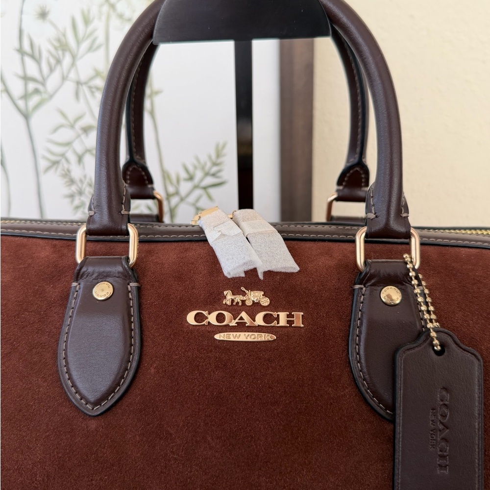 Coach Brown Suede Rowan Bag🐻🤎 - Picture 3 of 8